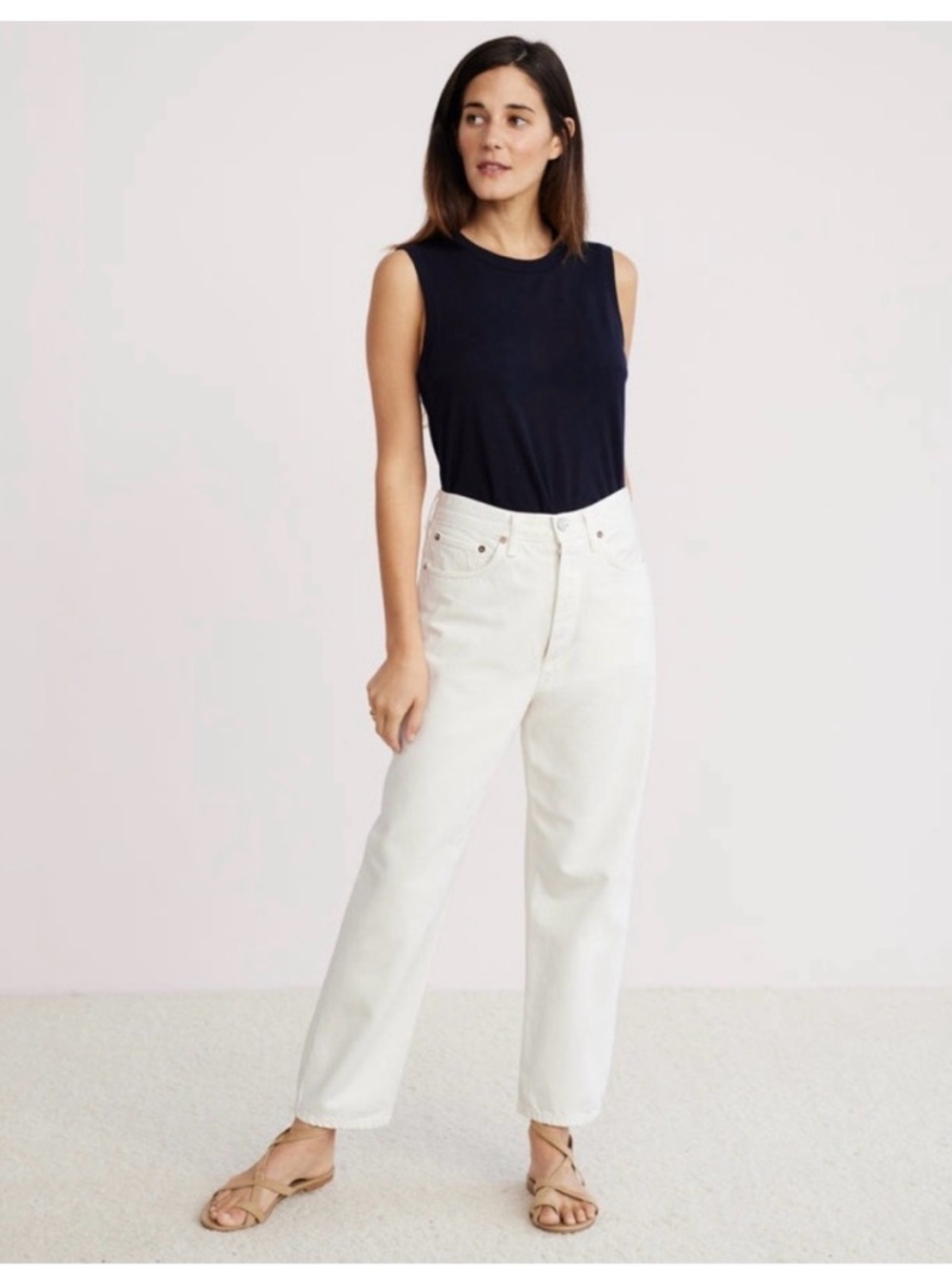 AGOLDE 90s Crop Jean in Salt - white size 25